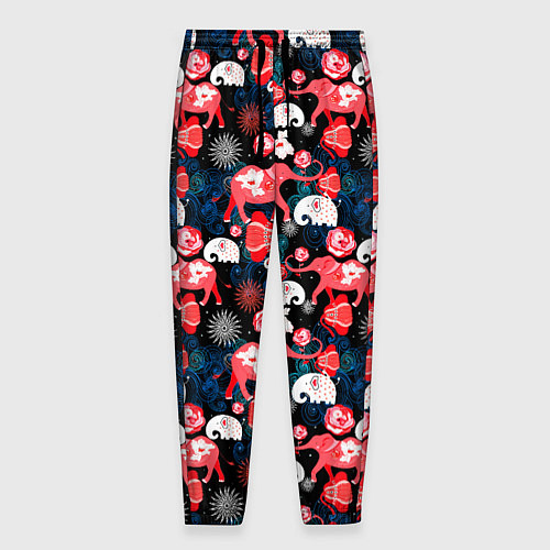 Мужские брюки Красные слоны / 3D-принт – фото 1