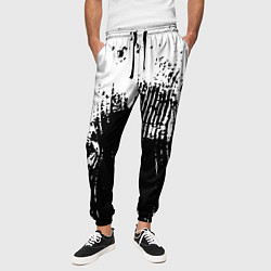 Брюки на резинке мужские Черно-белая абстракция гранж, цвет: 3D-принт — фото 2
