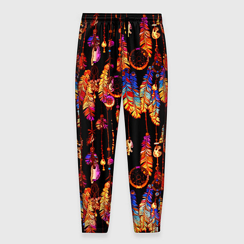 Мужские брюки Ловцы снов с яркими перьями / 3D-принт – фото 1