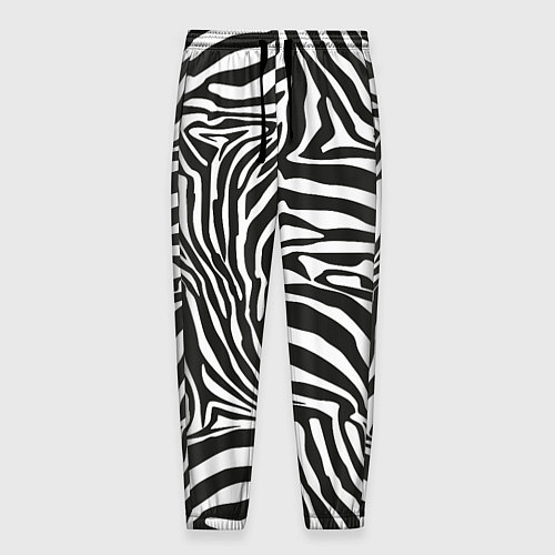 Мужские брюки Шкура зебры черно - белая графика / 3D-принт – фото 1