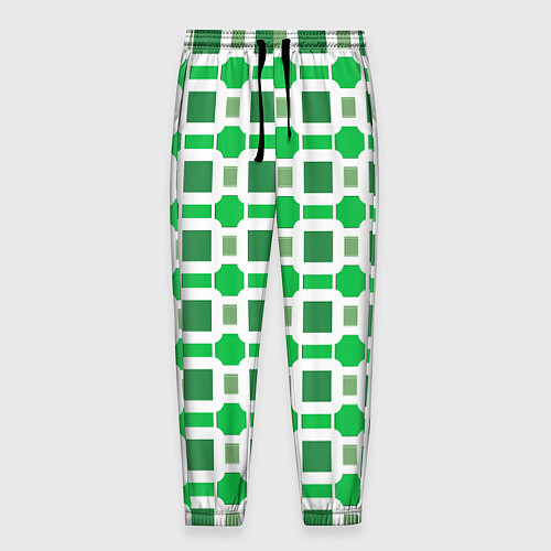 Мужские брюки Зелёные кирпичики и белые полосы / 3D-принт – фото 1