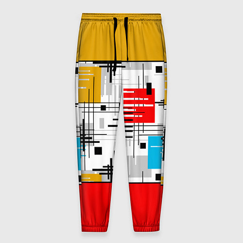 Мужские брюки Узор красного горчичного цвета / 3D-принт – фото 1