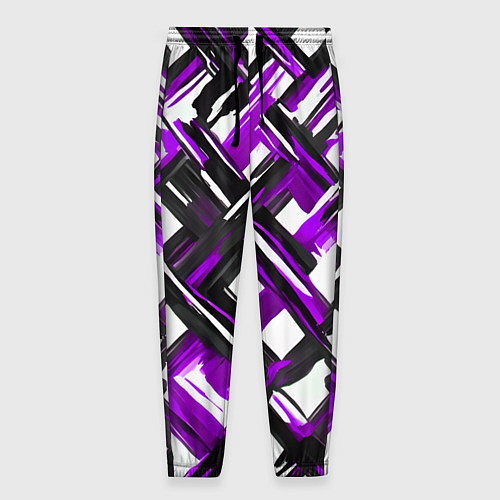Мужские брюки Фиолетовые и чёрные мазки / 3D-принт – фото 1