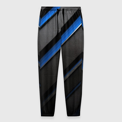 Мужские брюки Black blue lines / 3D-принт – фото 1