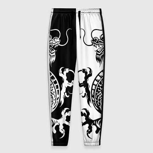 Мужские брюки Черный и белый дракон / 3D-принт – фото 1