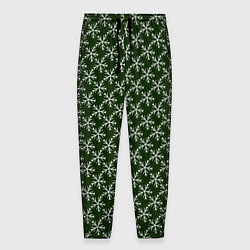 Мужские брюки Паттерн снежинки тёмно-зелёный