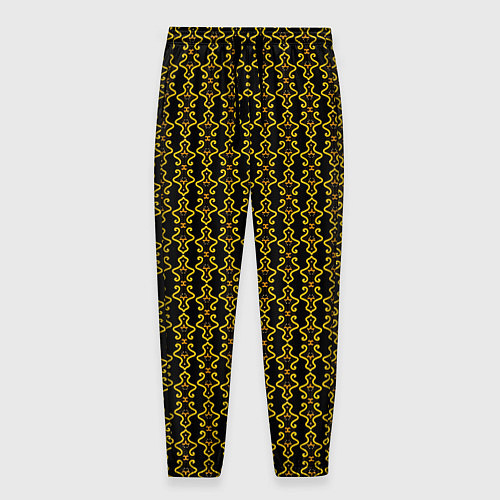 Мужские брюки Узоры чёрно-золотой паттерн / 3D-принт – фото 1