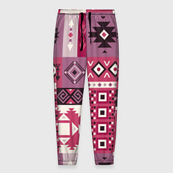 Мужские брюки Этническая геометрия в розовой палитре