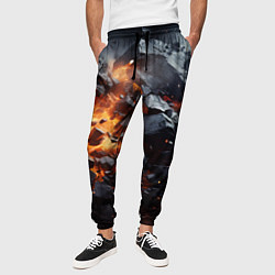 Брюки на резинке мужские Взрыв камней и плит, цвет: 3D-принт — фото 2