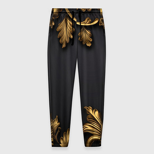 Мужские брюки Золотые объемные листья / 3D-принт – фото 1