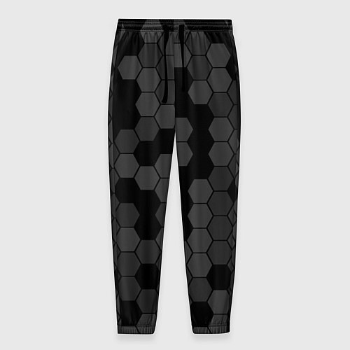 Мужские брюки Камуфляж гексагон черный / 3D-принт – фото 1