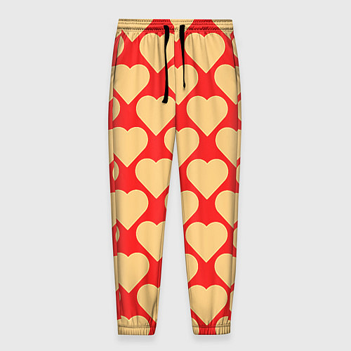 Мужские брюки Охристые сердца / 3D-принт – фото 1