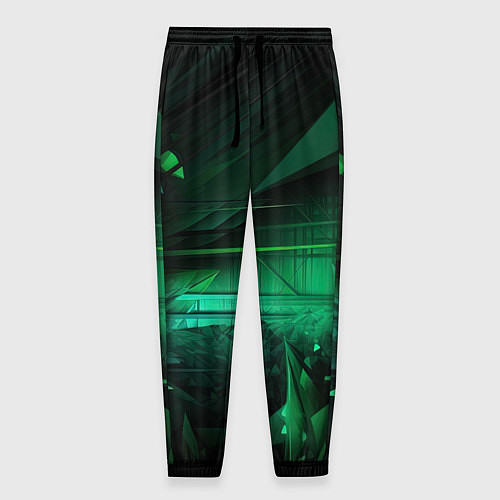 Мужские брюки Зеленая абстракция зеленая / 3D-принт – фото 1