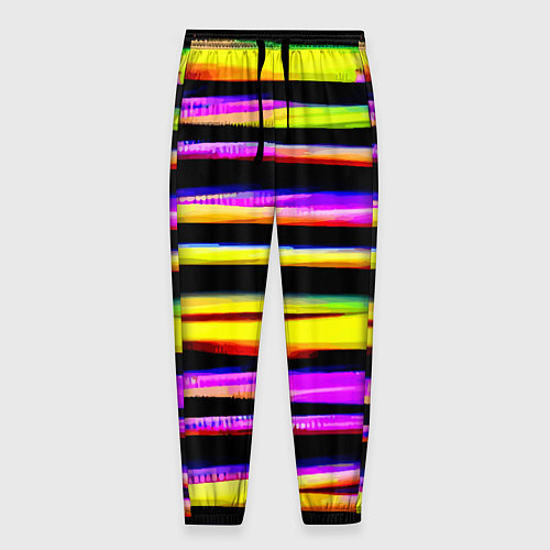 Мужские брюки Цветные неоновые полосы / 3D-принт – фото 1