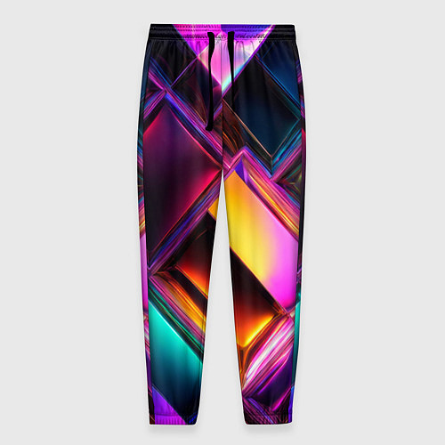 Мужские брюки Цветные стеклянные блоки - неоновый геометричный у / 3D-принт – фото 1