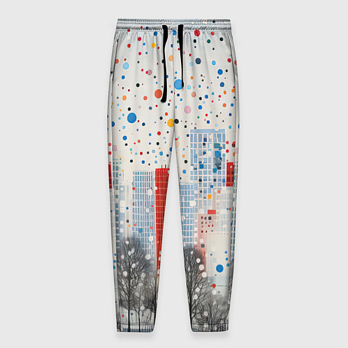 Мужские брюки Новогодний город и цветной снег / 3D-принт – фото 1
