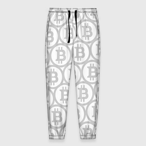 Мужские брюки Биткоин патерн на белом фоне / 3D-принт – фото 1