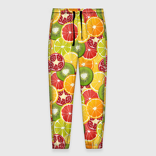 Мужские брюки Фон с экзотическими фруктами / 3D-принт – фото 1