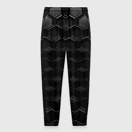 Мужские брюки Чёрные текстуры соты / 3D-принт – фото 1