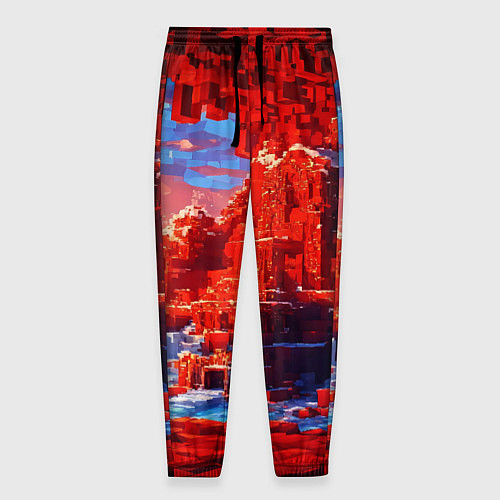 Мужские брюки Город в стиле майнкрафт / 3D-принт – фото 1