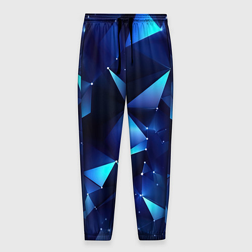 Мужские брюки Синие осколки из мелких абстрактных частиц / 3D-принт – фото 1