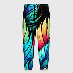 Брюки на резинке мужские Color feathers - neon, цвет: 3D-принт