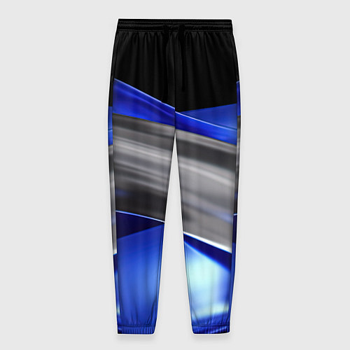 Мужские брюки Серебряная вставка на синей абстракции / 3D-принт – фото 1