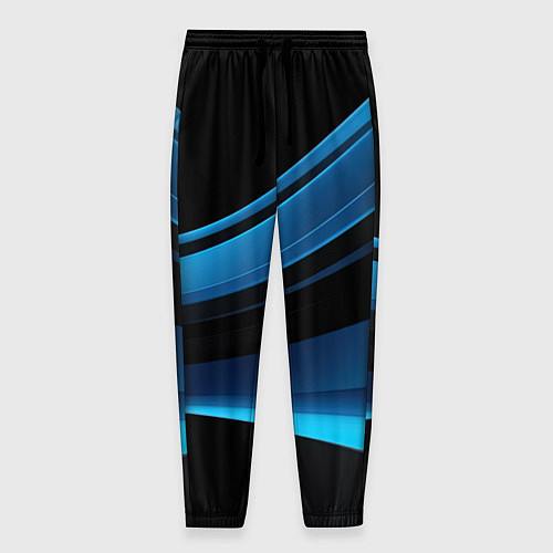 Мужские брюки Черная и синяя геометрическая абстракция / 3D-принт – фото 1