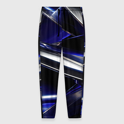 Мужские брюки Синие и серебреные абстрактные полосы / 3D-принт – фото 1