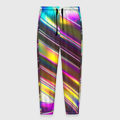 Мужские брюки Неоновый скрученный металл разноцветный / 3D-принт – фото 1