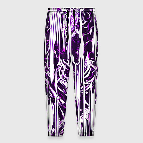 Мужские брюки Розовые и белые абстрактные узоры / 3D-принт – фото 1