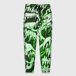 Мужские брюки Белые клыки на зелёном фоне