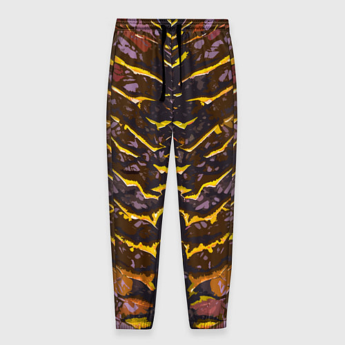 Мужские брюки Жёлтые полосы и камень / 3D-принт – фото 1