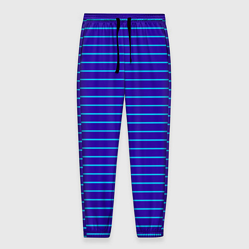 Мужские брюки Неоновые линии циан на темно синем / 3D-принт – фото 1