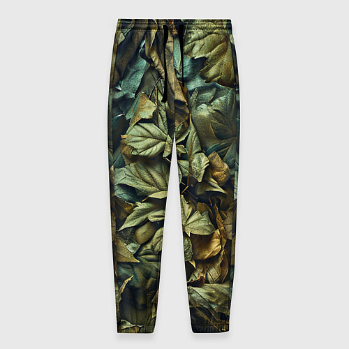 Мужские брюки Реалистичный камуфляж из листьев / 3D-принт – фото 1