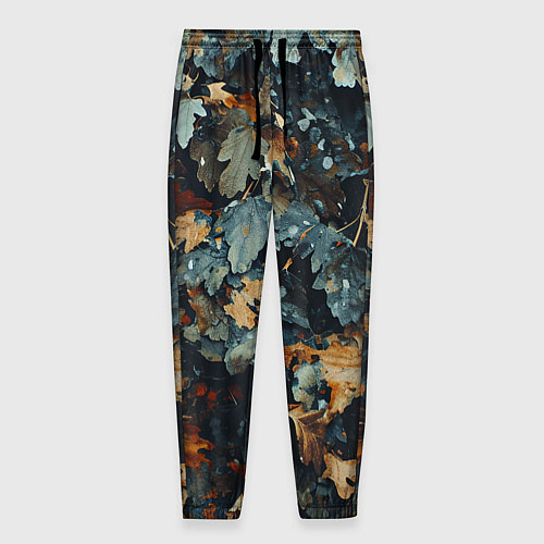 Мужские брюки Реалистичный камуфляж из сухих листьев / 3D-принт – фото 1