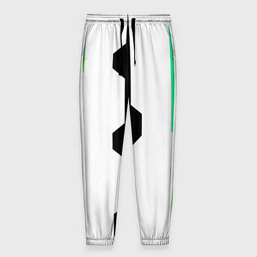 Мужские брюки Техно линии зелёный / 3D-принт – фото 1