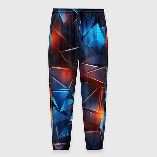 Мужские брюки Синие и красные осколки стекла / 3D-принт – фото 1
