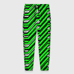 Брюки на резинке мужские Чёрно-зелёный линейный узор киберпанк, цвет: 3D-принт