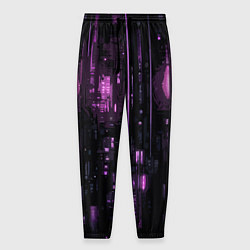 Мужские брюки Киберпанк светящиеся фиолетовые элементы