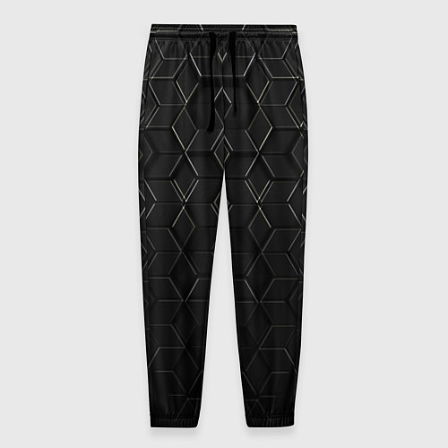 Мужские брюки Чёрные соты металл / 3D-принт – фото 1