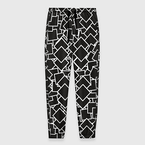 Мужские брюки Ромб черно - белый / 3D-принт – фото 1