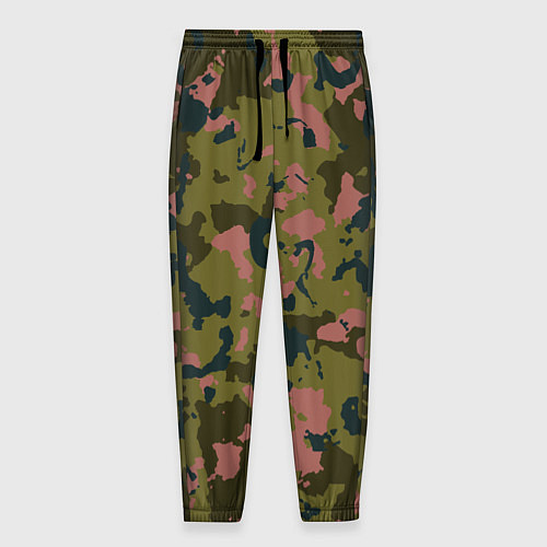 Мужские брюки Камуфляжный паттерн зеленый с розовыми пятнами / 3D-принт – фото 1