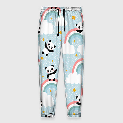 Мужские брюки Панда на радуге / 3D-принт – фото 1