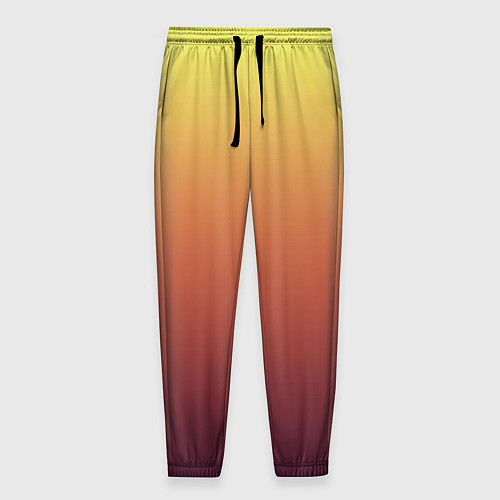 Мужские брюки Градиент приглушённый жёлто-бордовый / 3D-принт – фото 1