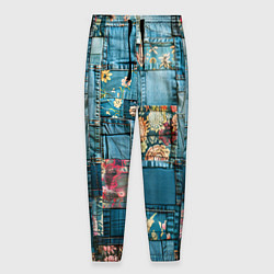 Мужские брюки Джинсовые лоскуты с цветочками