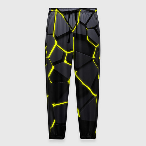 Мужские брюки Желтые плиты киберпанк / 3D-принт – фото 1