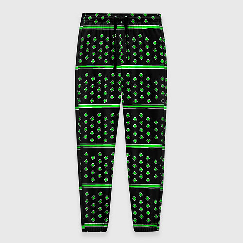 Мужские брюки Зелёные круги и полосы / 3D-принт – фото 1