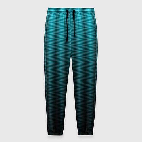Мужские брюки Градиент полосатый чёрно-бирюзовый / 3D-принт – фото 1