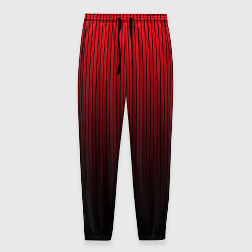 Мужские брюки Красно-чёрный градиент в полоску / 3D-принт – фото 1